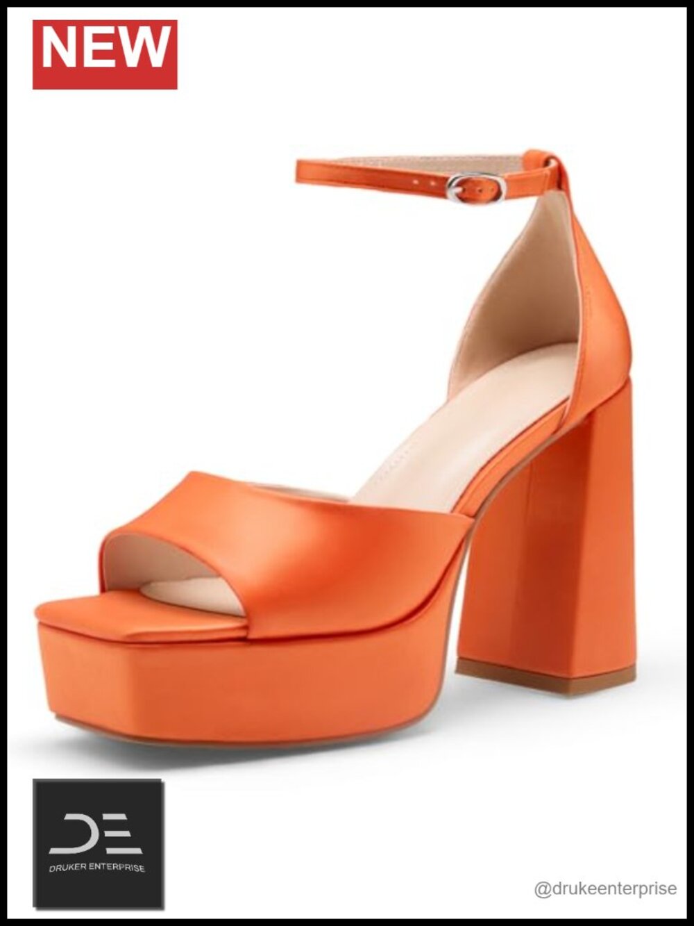 Chunky Heel Peep Toe Sandals with Ankle Strap